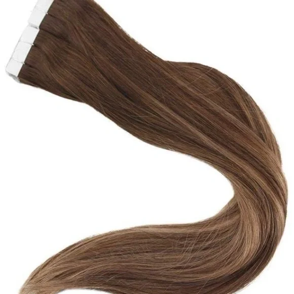 3 20” #4 Brownto #27 +14 & 4 HUMAN HAIR TAPEINS